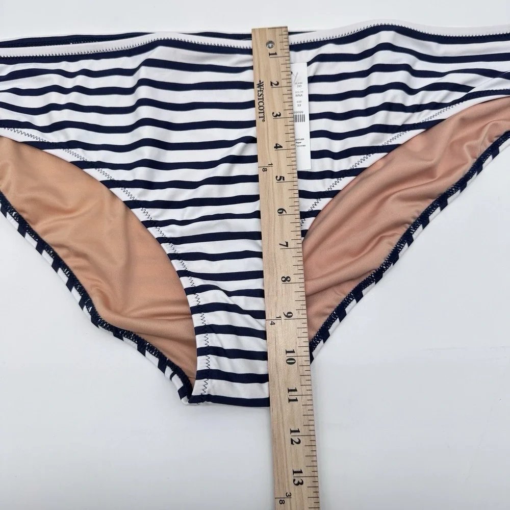New J. Crew Bikini Bottom Navy blue white stripe women's Size 2X